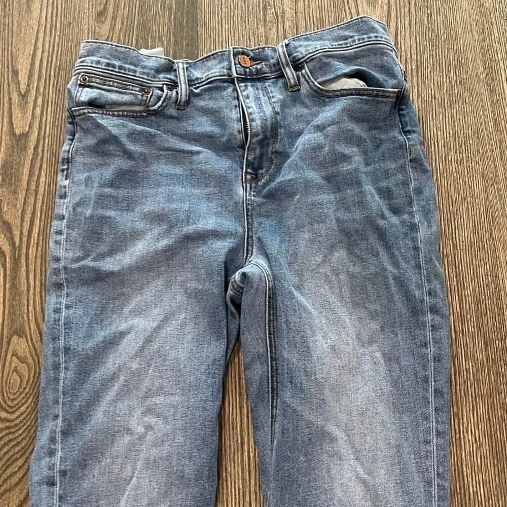 J.Crew Billie Demi Boot Crop Jeans High Rise Denim Medium Wash Blue Size 30